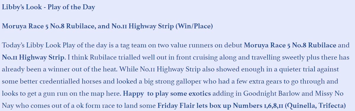 Some delicious Friday Exotic Flair for both Subscribers and Free Tips, not many provide this each and every day. Head to libbytips.com and join a winning team 🏅🐎🤩