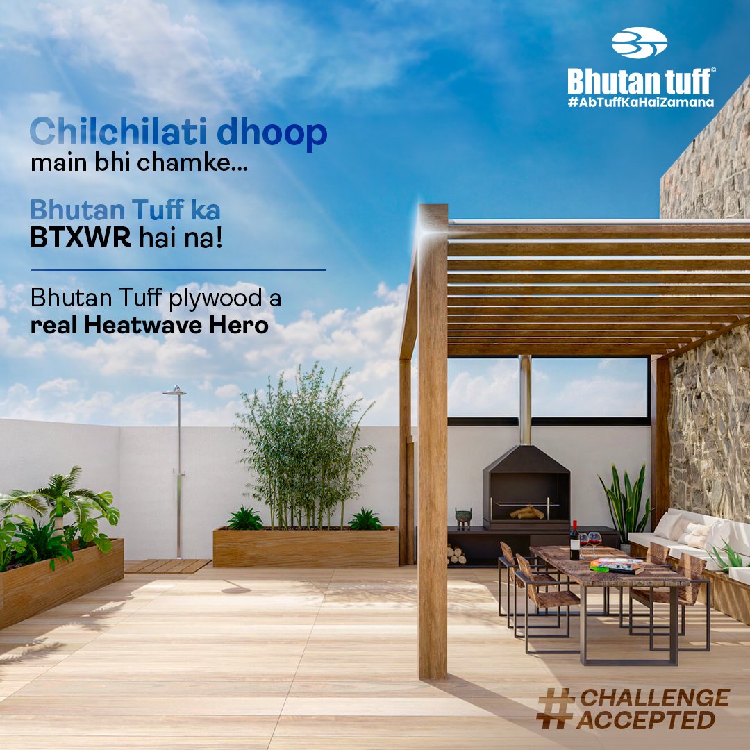 Summer sizzle got you worried? Fear not Bhutan Tuff BTXWR plywood laughs in the face of tough sunshine, providing its worth as the ultimate heatwave hero. #abtuffkahaizamana #tuffply #plywoodcompany #BTXWR #boilingwaterproof #challengeaccepted #summerchallenge #summerready