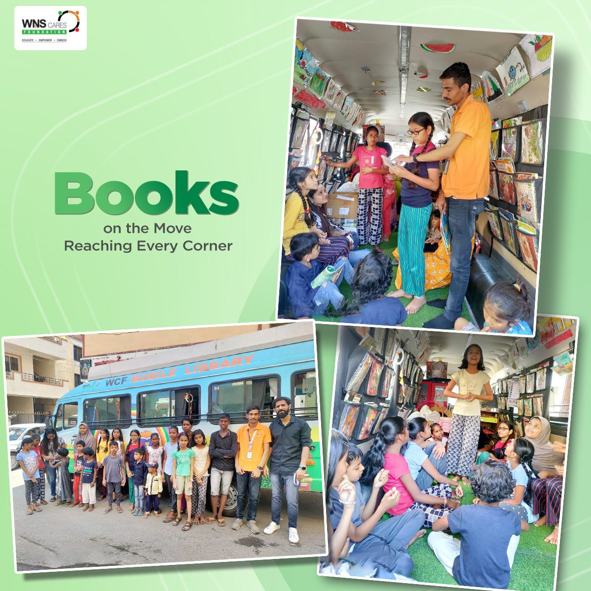 Hitting the road in Pune! #WCF Mobile Library brings the joy of reading to Thite Vasti, Kharadi. #MobileLibrary #LearnWithWCF #WCFGEMS