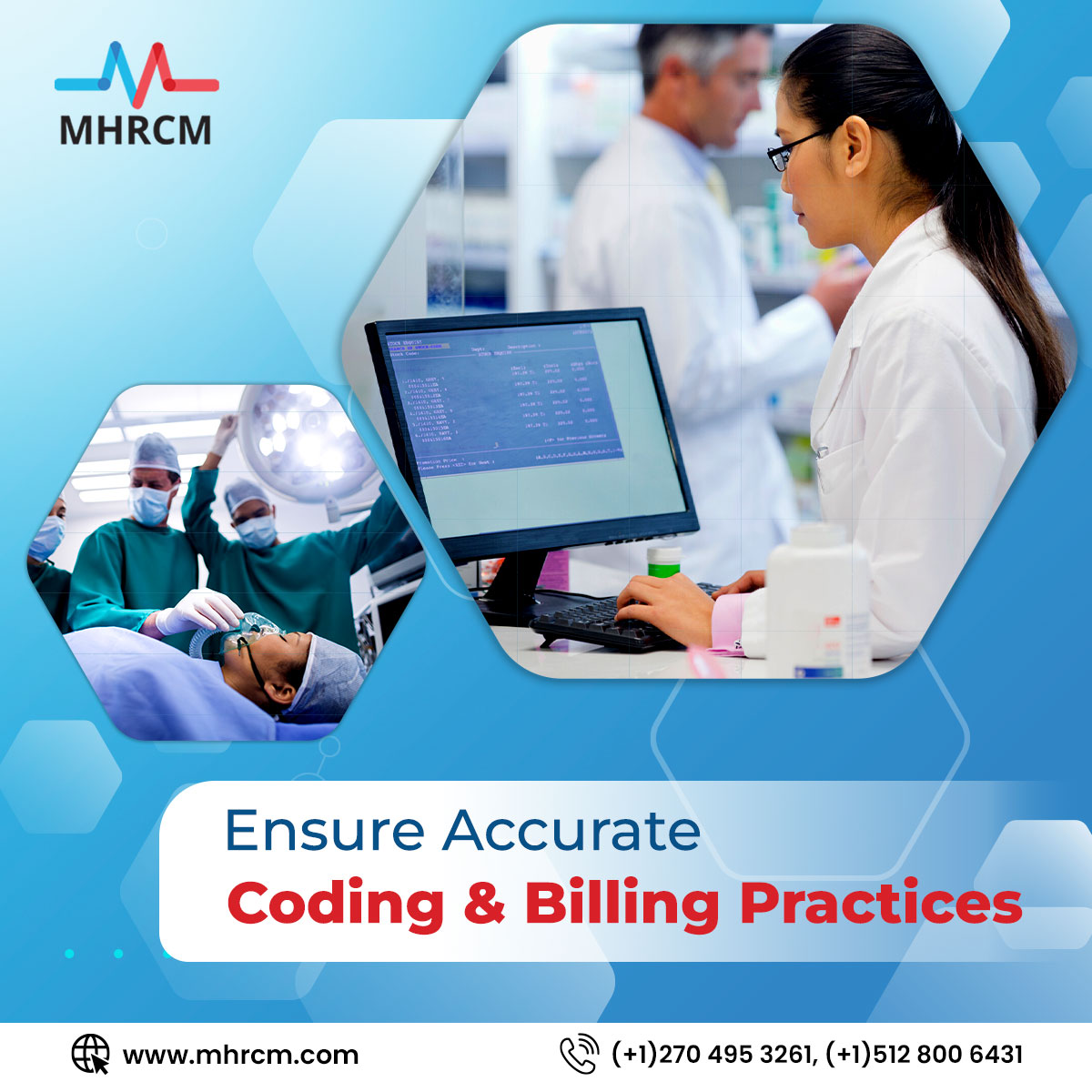 Our MHRCM expert team ensures accurate coding and billing practices so that you can focus on other healthcare services. Trust MHRCM to handle the billing complexities while you prioritize your patients. Let's elevate your practice together! #MHRCM | #MedicalBilling | #Healthcare