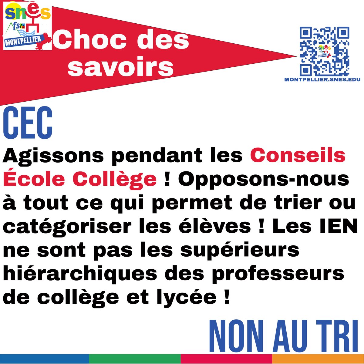 Opposons-nous à tout ce qui permet de trier ou catégoriser les élèves ! Les IEN ne sont pas les supérieurs hiérarchiques des professeurs de collège et lycée. #ChocDesSavoirs
snes.edu/article/choc-d…