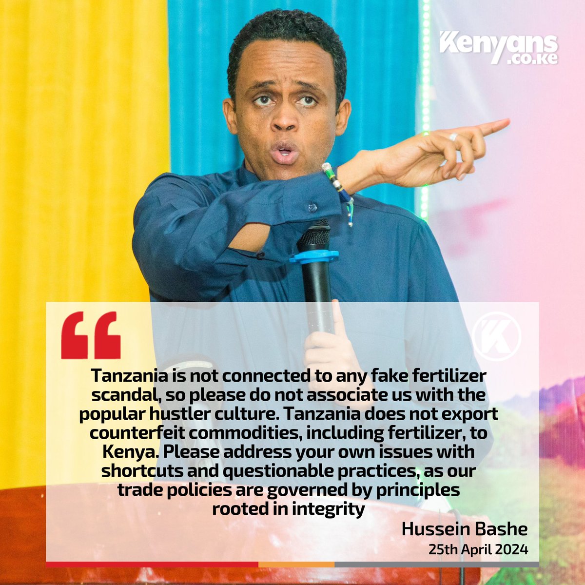 Tanzania is not connected to any fake fertilizer scandal, so please do not associate us with the popular hustler culture - Hussein Bashe, Tanzania's Minister of Agriculture