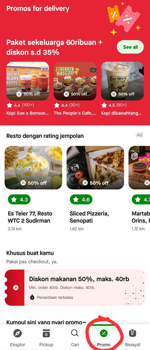Qilahzee's tweet photo. bisa ya gue pake gofood sama beli jalan sendiri tuh malah lebih hemat pake gofood loh, soale ada promo maksimal tuh promo buat makan siang dan malam gt sampe 35%. hemat bgt ye kan, cek aja di halaman promo https://t.co/cmqEEZJeYd