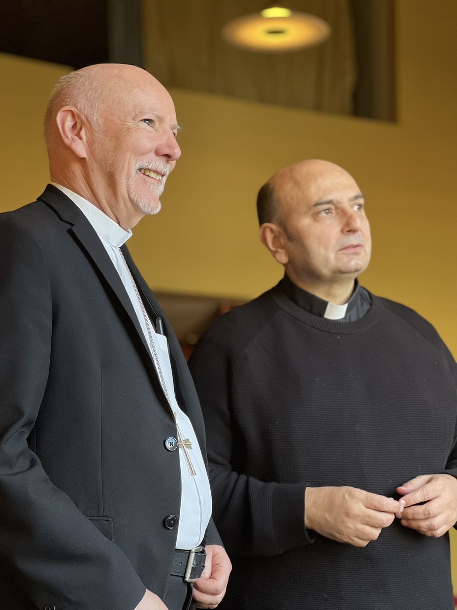 Archbishop Nolan welcomes Gaza Parish Priest Fr Gabriel to Glasgow. Later they will concelebrate 1pm Mass in the Cathedral.