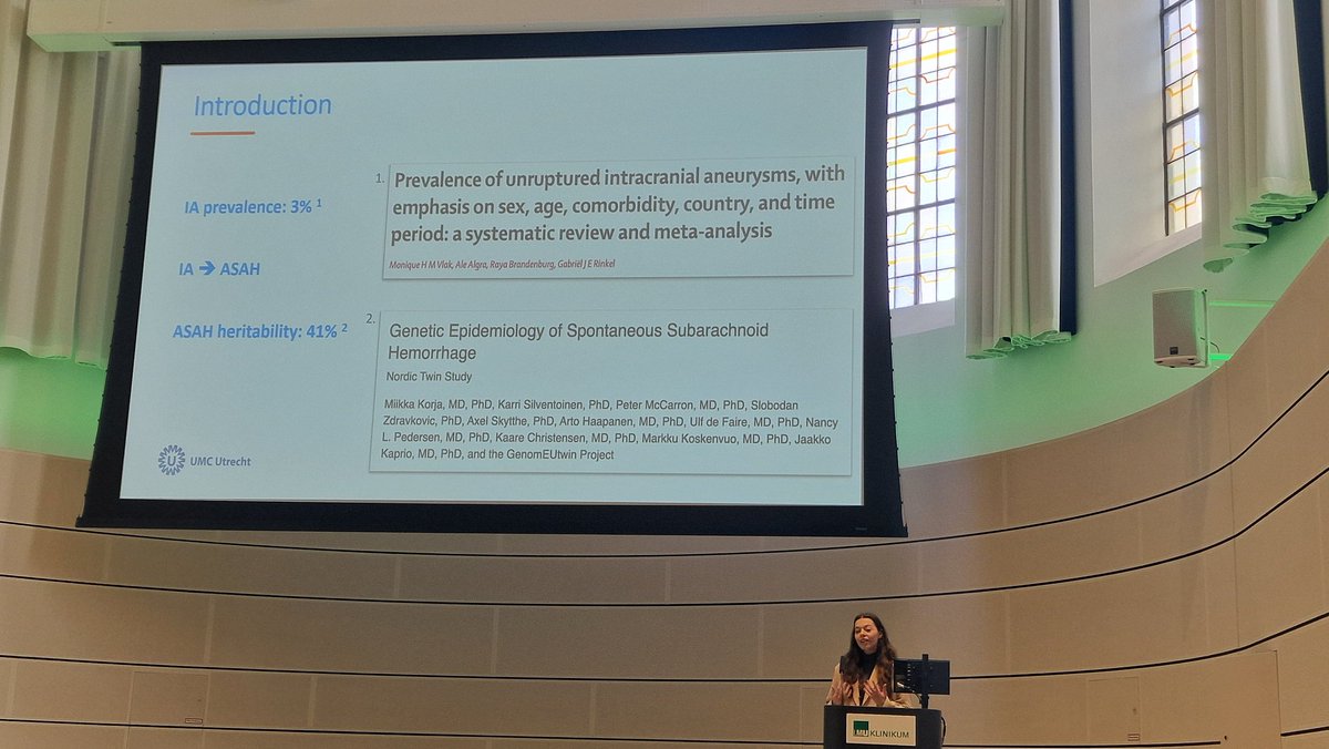 Fantastic talk by Bibi Wolters on Burden analysis of rare genetic variants in Intracranial aneurysms in the UK Biobank 🧠🩸🧬

#ISGC2024