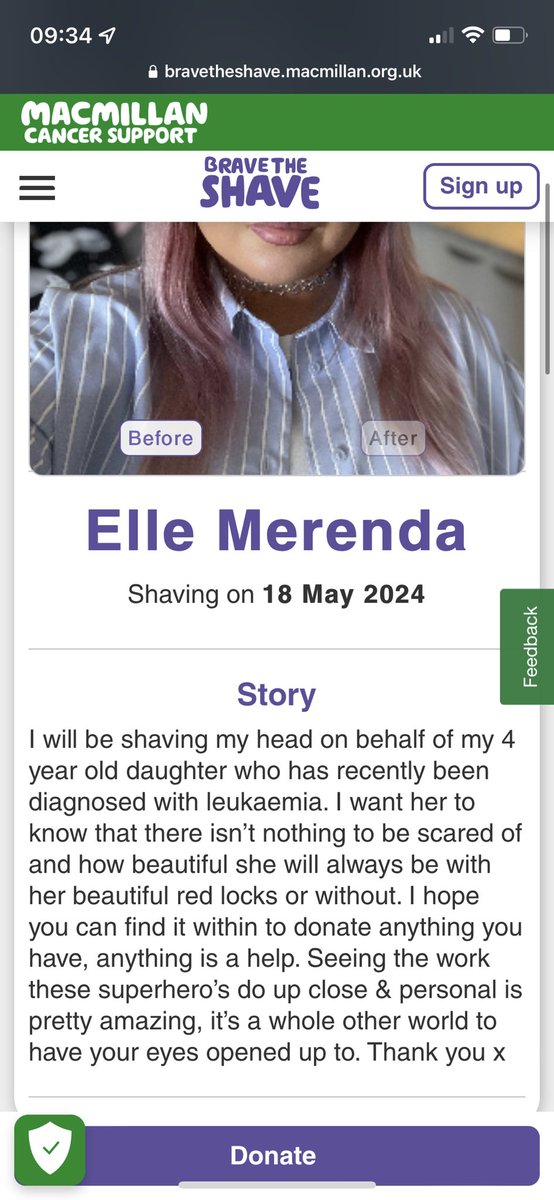 A little 4 year old girl who is in my sons class at school has been diagnosed with leukaemia. Her mum is braving the shave and raising money to show her there is nothing to be scared of. Please donate if you can, or please share. bravetheshave.macmillan.org.uk/shavers/b19ba4…