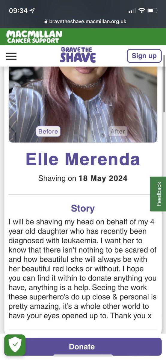 A little 4 year old girl who is in my sons class at school has been diagnosed with leukaemia. Her mum is braving the shave and raising money to show her there is nothing to be scared of. Please donate if you can, or please share.

bravetheshave.macmillan.org.uk/shavers/b19ba4…