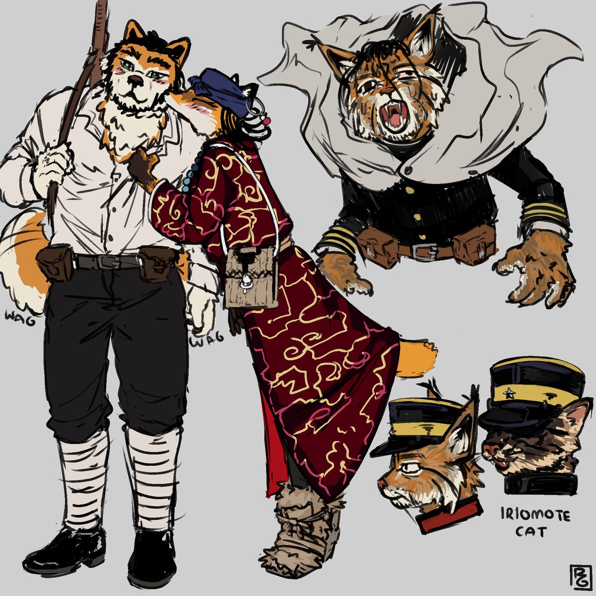 feels like forever since i've drawn furries, so i drew some golden kamuy ones for fun