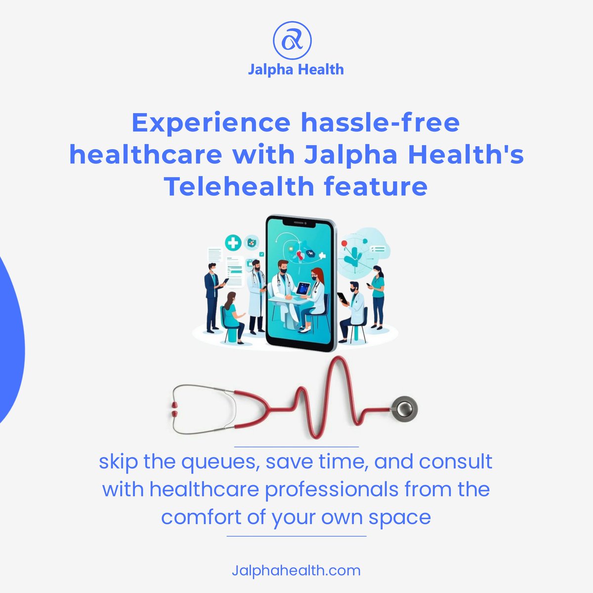 Experience hassle-free healthcare with Jalpha Health's Telehealth! Consult a doctor in minutes from anywhere, saving time and money.

Enjoy privacy and convenience with secure, cost-effective appointments.