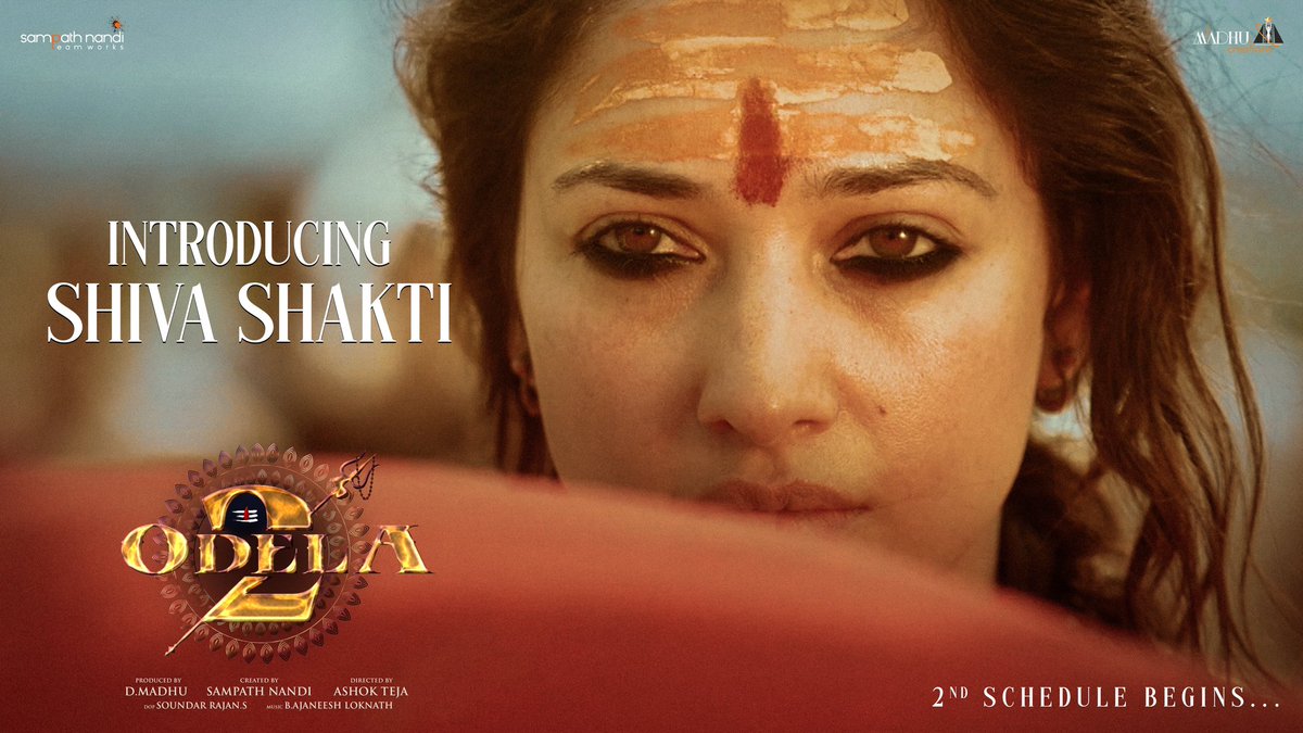 The Name... the Myth... the Saviour… Introducing the alluring @tamannaahspeaks as the powerful 'SHIVA SHAKTI' from #Odela2 🕉️🙏🏾 Second Schedule Begins.. A dive into our #Odela2 World ✨ ▶️ youtu.be/TDrBQcIi-qA Second schedule begins 💥 @ihebahp @IamSampathNandi…