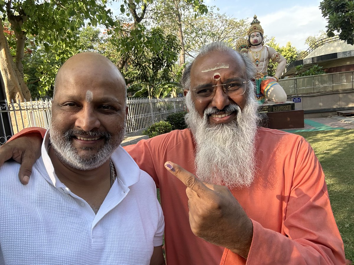 Done my part… My typical voting day ritual… Accompanied our Pujya Swami Ji to vote… He is usually one of the first to vote…

Later, cast my vote along with family…

No prizes for guessing where my vote goes to…!!! #Noida #GautamBuddhaNagar #UttarPradesh