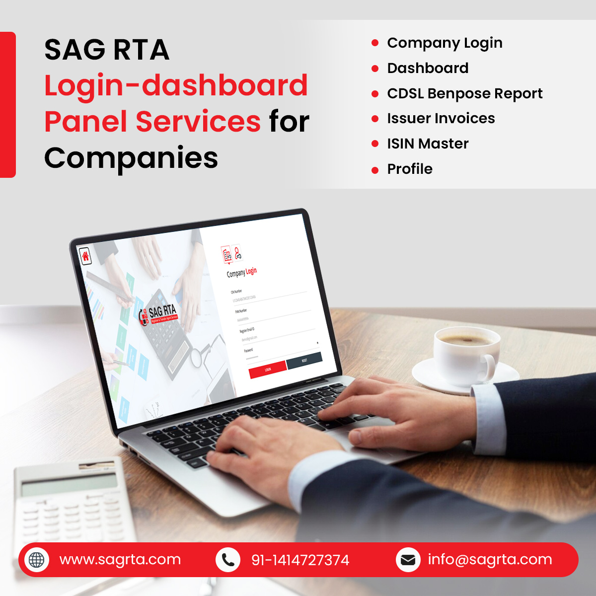 Check out the SAG RTA Login-dashboard Panel Services for Companies.
Get more:bit.ly/3SLZcO9
#registrarandtransferagent #Registrarandsharetransferagent #rtaservices #rtaagent #rtaforms #shareregistrar #companies #invoice #investors #Shareholders