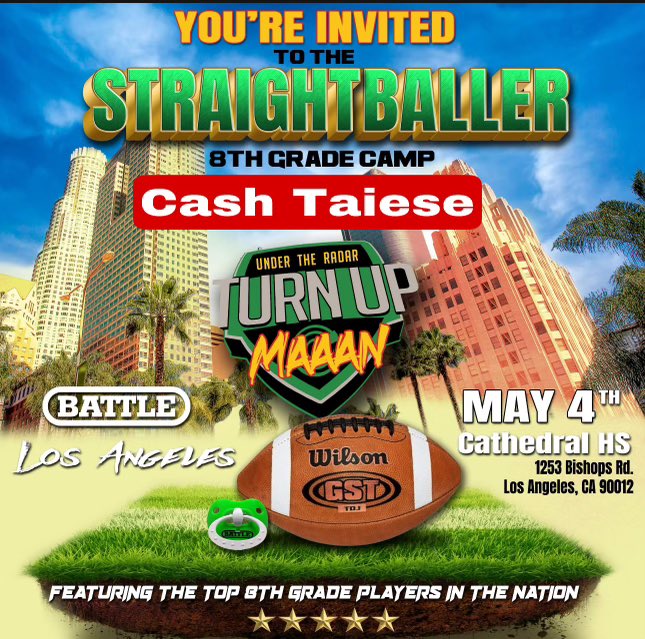Grateful for the invite! Thank you @_UnderTheRadar_  excited to compete! @pinkoutlaws @levelupelites @RossApoWR_EZ  C/O 2028