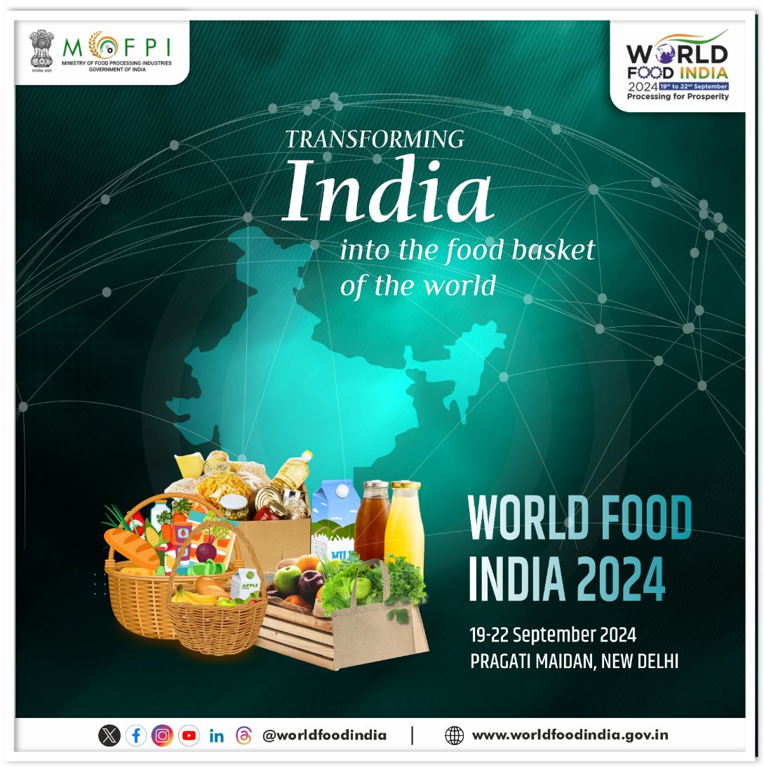 Don't miss to taste the variety of Indian cuisines. Visit the epicente of India's flourishing food industry at #𝐖𝐨𝐫𝐥𝐝𝐅𝐨𝐨𝐝𝐈𝐧𝐝𝐢𝐚𝟐𝟎𝟐𝟒. @MOFPI_GOI @ficci_india @investindia @mygovindia @MyGovHindi