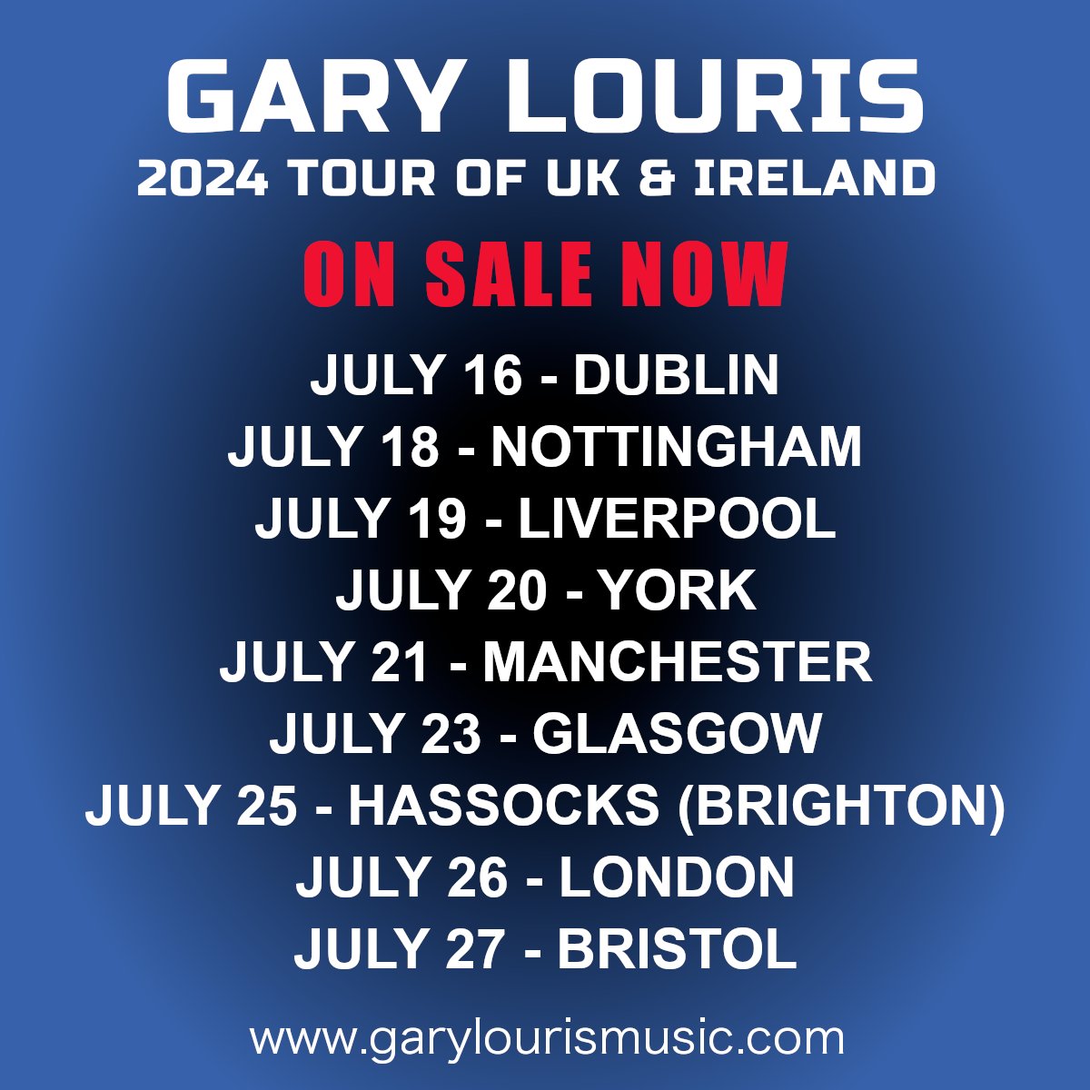 Tickets are now on sale for the Gary Louris UK / Ireland solo tour in July.

Tour schedule with ticket links: bit.ly/GLshows