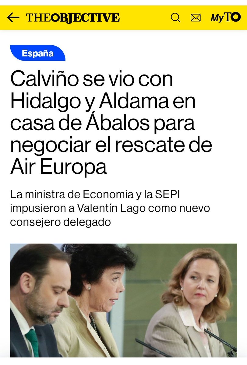 Calviño se vio con Hidalgo y Aldama en casa de Ábalos para negociar el rescate de Air Europa
#CasoPSOE