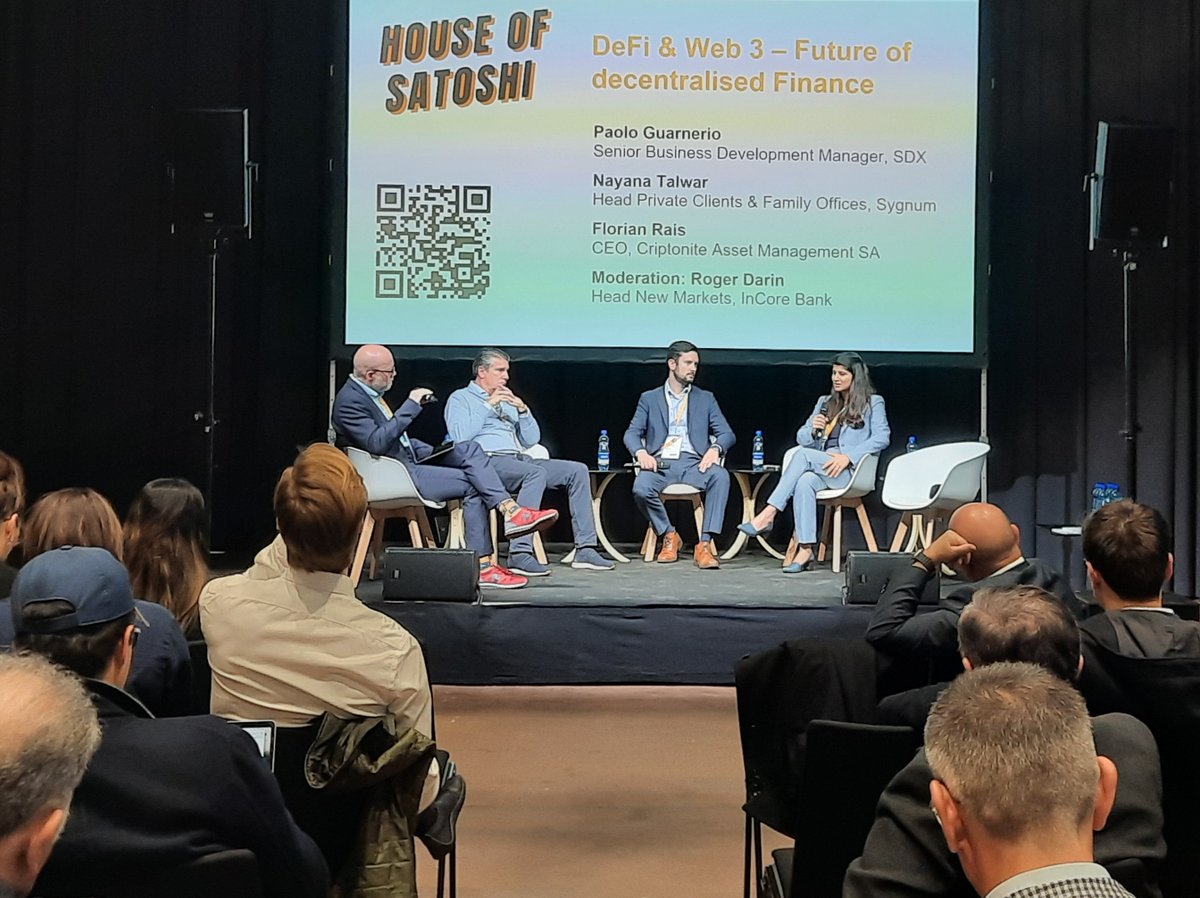sygnumofficial's tweet photo. 📸 Sygnum’s Head of Private Clients and Family Offices, @nayanatalwar, on stage yesterday at the @finanzmesse in Zurich:

“In DeFi regulation, it's crucial for regulators and the industry to collaboratively identify a technical understanding of the DeFi model, how it differs from centralised finance and together pinpoint key risks that all DeFi projects can mitigate.”

Nayana discussed "#DeFi & #Web3 - Future of decentralised Finance” with Paolo Guarnerio (@SDX_global) and Florian Rais (Criptonite Asset Management ).

Disclaimer: https://t.co/tnkrphCjQL
