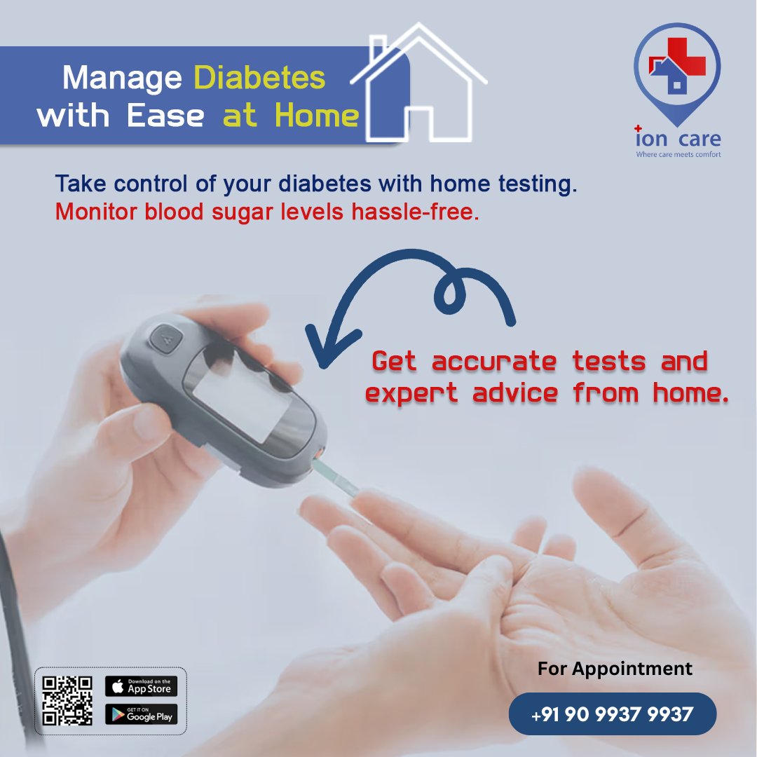 Transform your diabetes management effortlessly at home! 🏡 Monitor your blood sugar levels hassle-free with Ion Care in Surat, Gujarat.
#ioncarehealth #HomeNursing #DiabetesCare #HomeTesting #StaySafeStayHome #surat #Gujarat