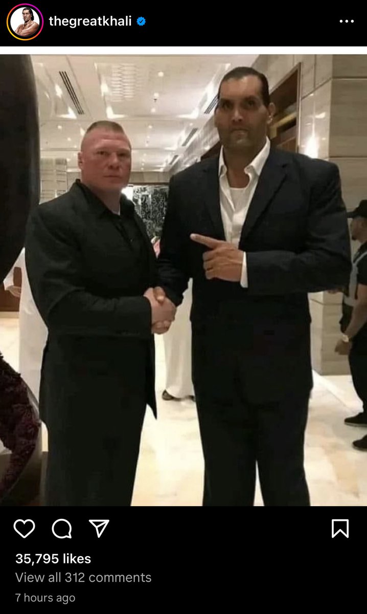 WWE’s Saudi Arabia show is coming up. The Great Khali posted this throwback picture with Brock Lesnar without any caption. Something’s cooking 👀 #WWE