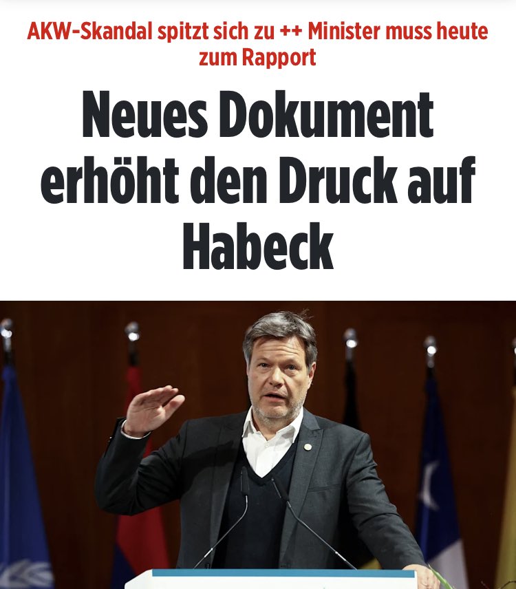 Wird #Habeck4Kanzler diesen Skandal politisch überleben?

Der grüne Wunderminister will die Affäre dem wegen der Trauzeugenaffäre entlassenen Patrick Graichen in die Schuhe schieben. Habeck soll von nichts gewusst haben.

ABER: Ein Papier aus Habecks Ministerium (8. November…