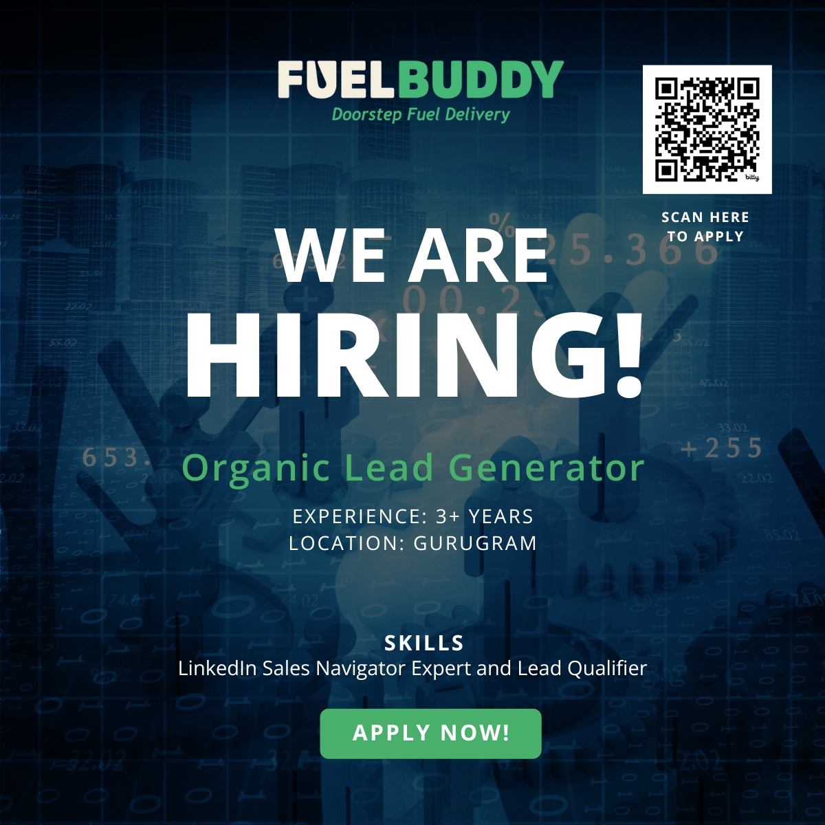 FuelBuddy is Hiring for Business Development team in Gurugram! We're looking for a LinkedIn Sales Navigator expert and lead qualifier to join the team.

Apply now: forms.gle/Uzzg87EFwLqPBn…

#BDhiring #GurugramJobs #Hiring #JoinTheTeam #fuelbuddy #Linkedinmarketing