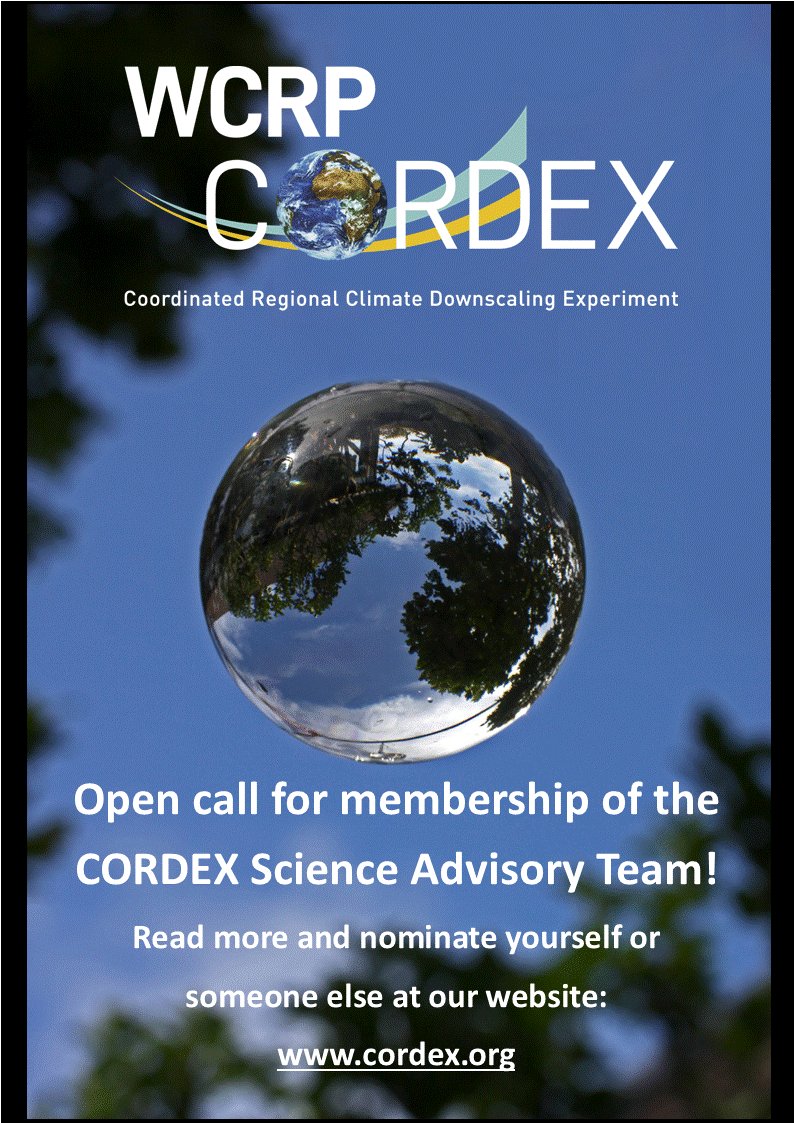 WCRP_Cordex's tweet photo. Do you want to engage in and contribute to CORDEX development as a member of the CORDEX Science Advisory Team (SAT)? The call for nominations is open until 30 June 2024. Read more here: https://t.co/lZA3MRsL35 https://t.co/xTNfGI1y1s