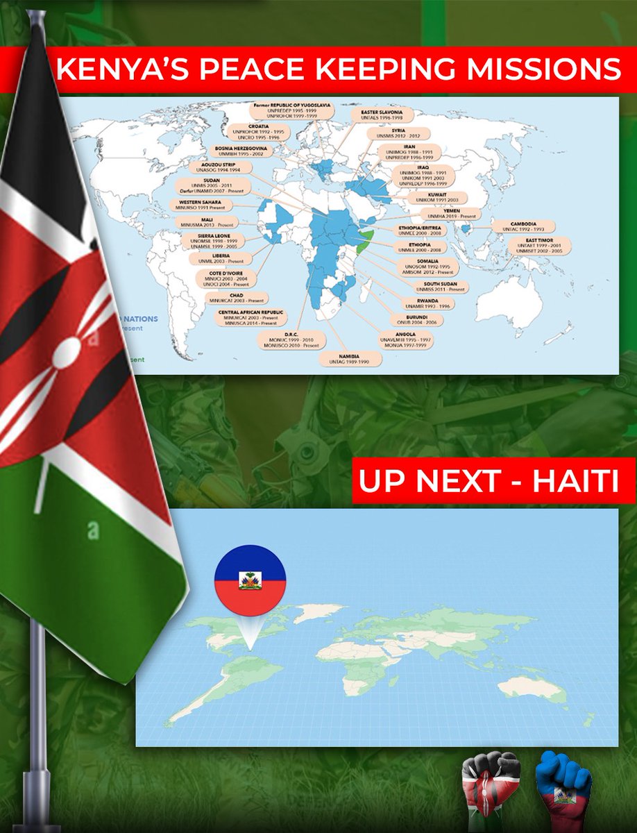The Kenya police will also be allowed to provide operational support to Haiti's National Police, which is underfunded and under-resourced, with only some 10,000 active officers in a country of more than 11 million people.

Africa For Haiti 

#KenyansForHaiti