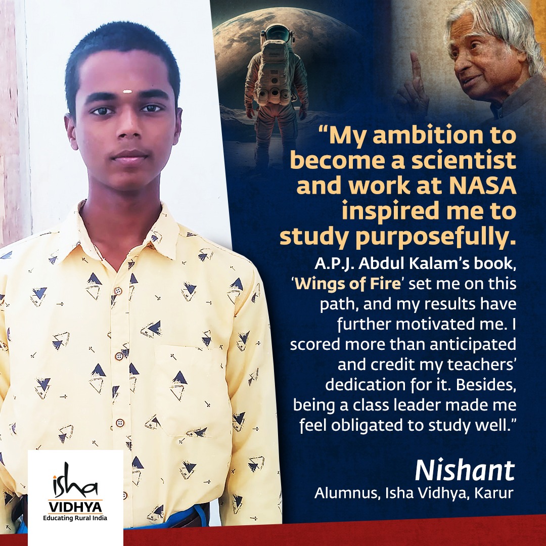 Nishanth topped his school in Class 10 and is pursuing bio-math in Class 11. He has already begun preparing for JEE (Joint Entrance Examination – for programs in engineering) to steer his dreams to fruition. #Nasa #JEE #Scientist #Ruraleducation