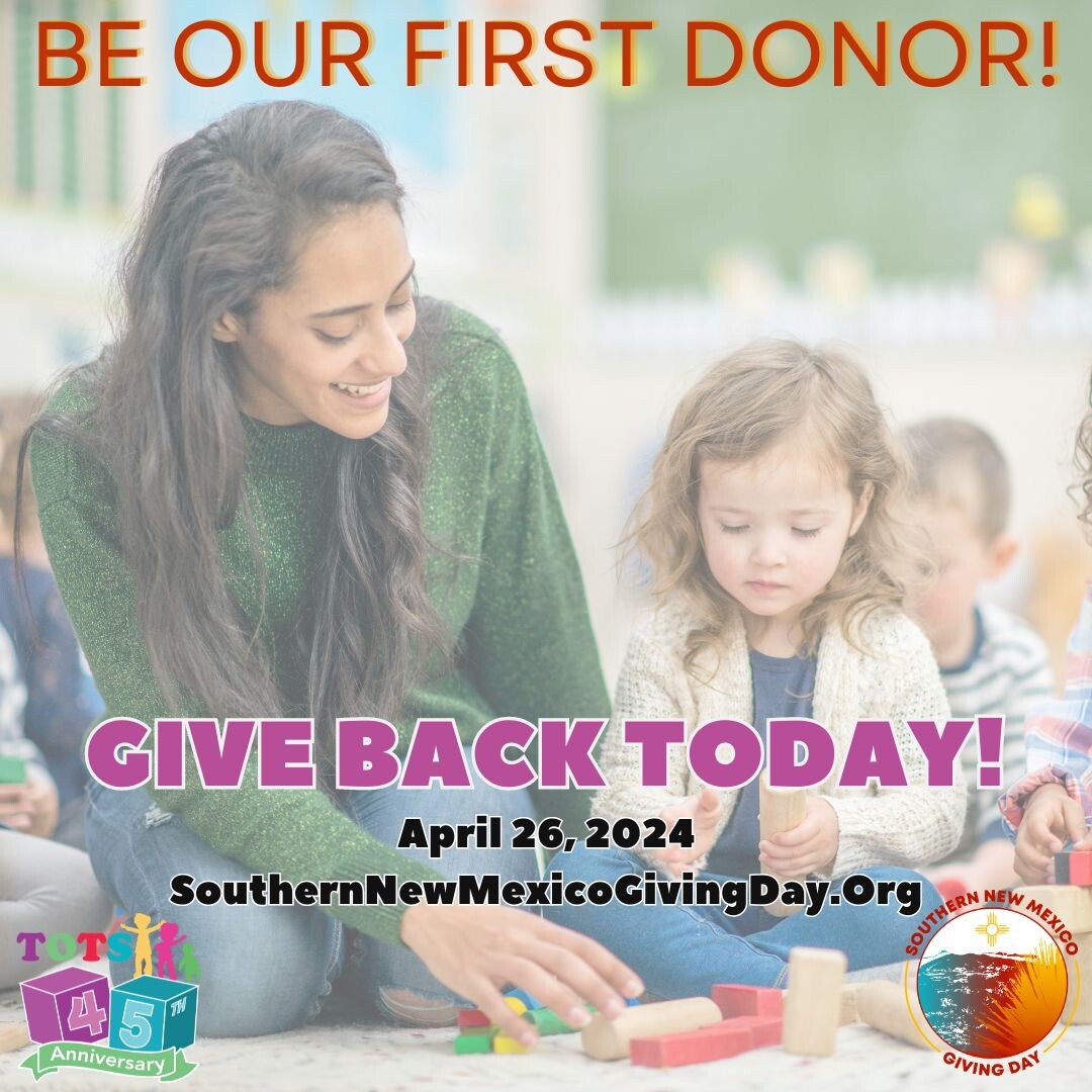 Southern New Mexico Giving Day has begun. Donate now and be our very first donor!! Your donation will impact families throughout Southern New Mexico. Visit southernnewmexicogivingday.org/organizations/… to donate now!

#SNMGivingDay24 #TOTSNM #Earlyinterventionmatters #givewhereyoulive