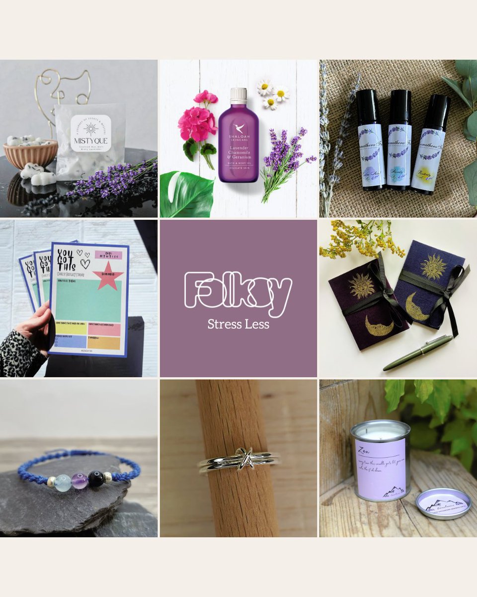 FOLKSY FRIDAY: STRESS LESS⁠ 💆🏻‍♀️⁠ ⁠ On our last Folksy Friday of Stress Awareness month, we want to leave you with a few relaxing treats courtesy of our talented maker community.⁠