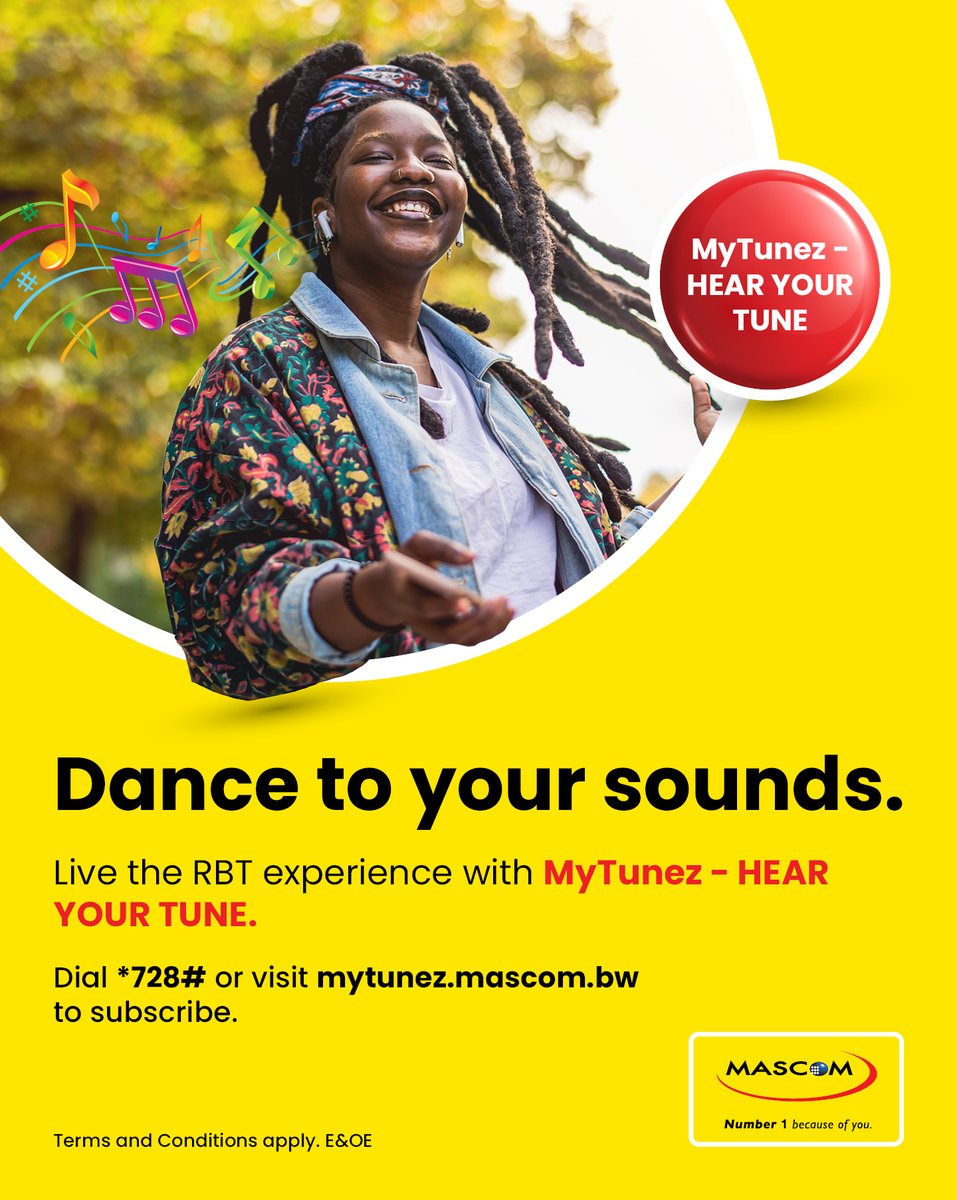 Customize your caller tune like never before. You can now pick your jam to groove to with every call you make! Dial *728# or groove your way to mytunez.mascom.bw and let the music play when you call! #MyTunez #Number1BecauseOfYou