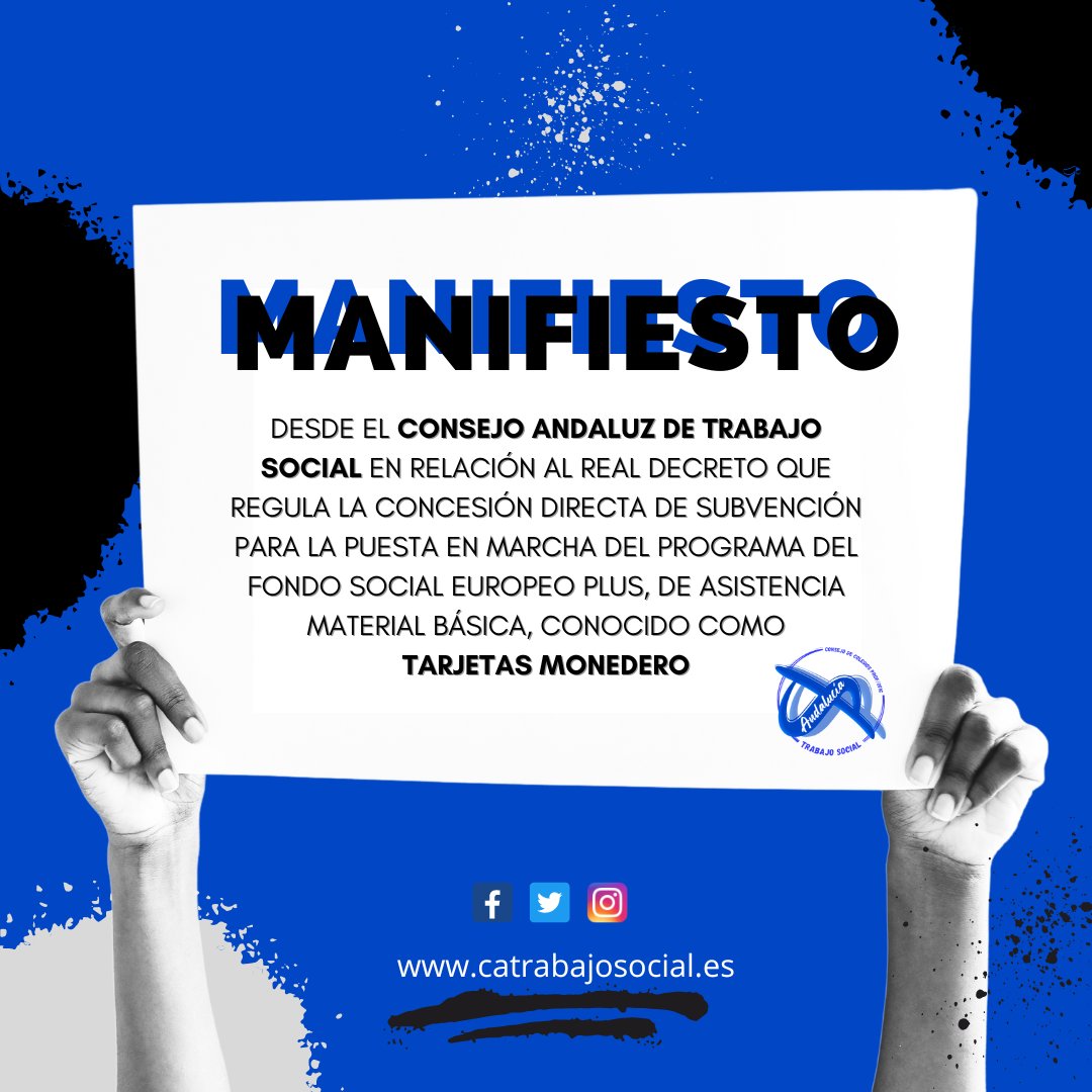 📢𝐌𝐀𝐍𝐈𝐅𝐈𝐄𝐒𝐓𝐎📢desde la Comisión de Servicios Sociales y Dependencia de @catrabajosocial con motivo de las #TarjetasMonedero. 🌐Conócelo en catrabajosocial.es 🌐