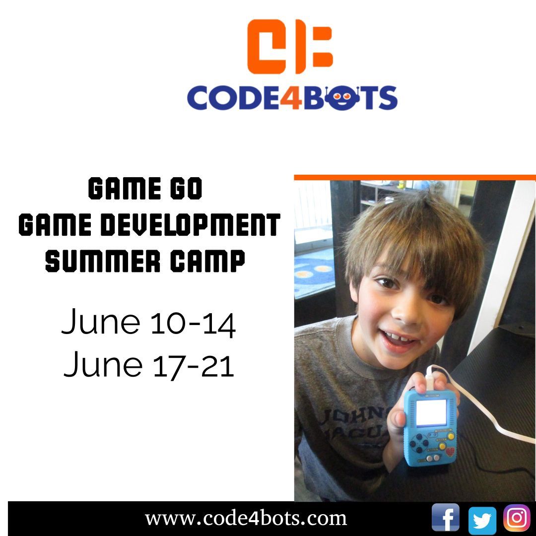 Our cutting-edge tech summer camps are the ultimate playground where young minds dive into the world of coding, robotics, game development, and more. Join us this summer & watch your child unleash their full potential! Sign up at buff.ly/2NnSLQA #code4bots