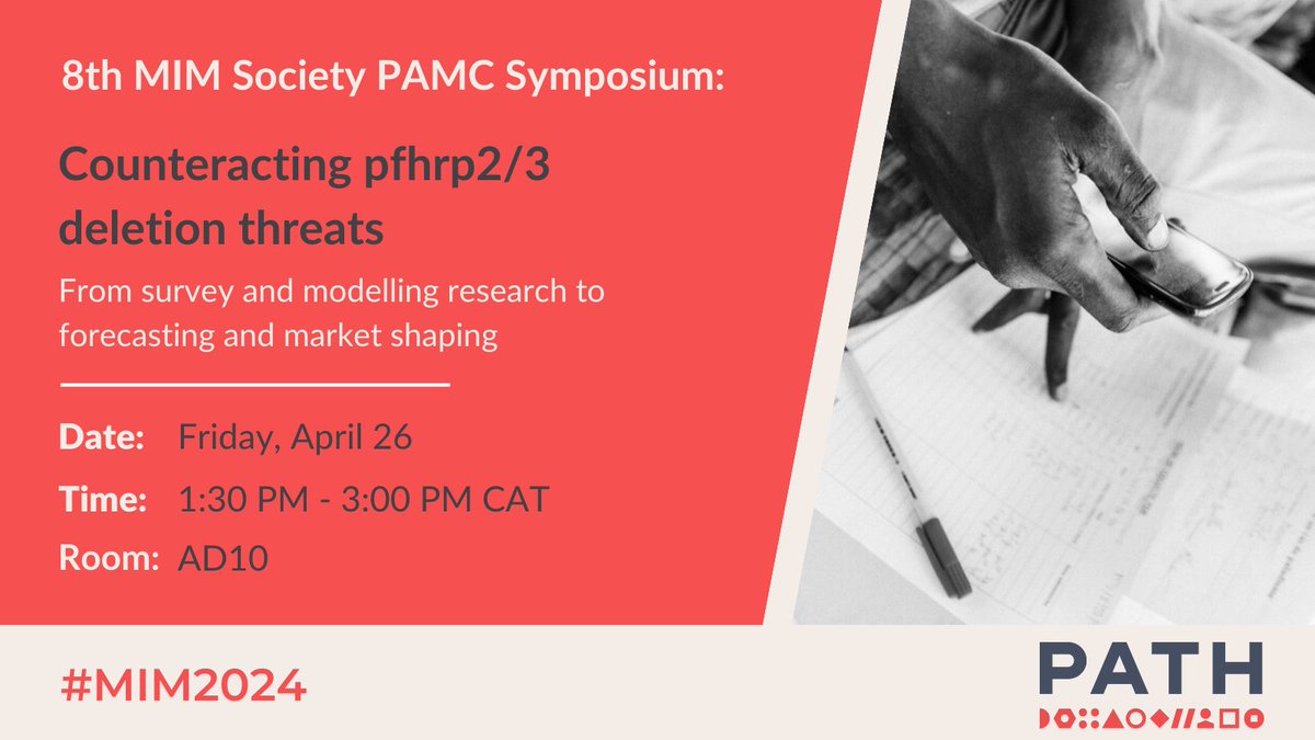 📢 Symposium alert! TODAY at #MIM2024 join us for 'Counteracting pfhrp2/3 deletion threats: From survey and modelling research to forecasting and market shaping.' 📅 Friday, April 26 🕐 1:30-3:00PM 📍 AD10