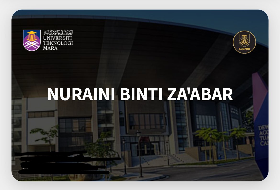 ainzaabar's tweet photo. Sebab tengok TT Tun Laila baru tahu yang ada UiTM Alumni Card dan boleh dapat benefit?

Yang asasi je kat UiTM pun layak ya. https://t.co/bODQxcDhzh