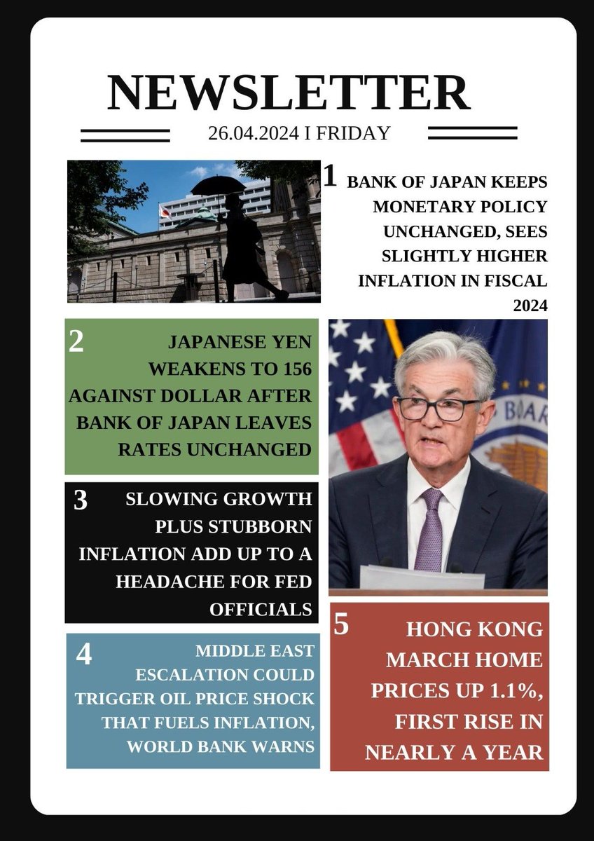 NEWSLETTER 

#BOJ #MonetaryPolicy #japaneconomy #InterestRates #Inflation #Yen #JPY #Forex #CurrencyMarket #USDJPY #Dollar  #CentralBanks #Stagflation #Fed #EconomicOutlook #OilPrices #MiddleEast #geopolitics