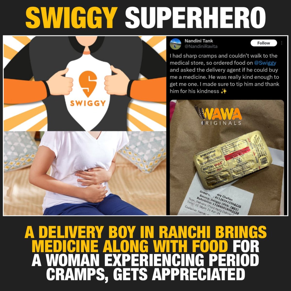 #swiggy #fooddelivery #periodcramps #ranchi #wawaoriginals