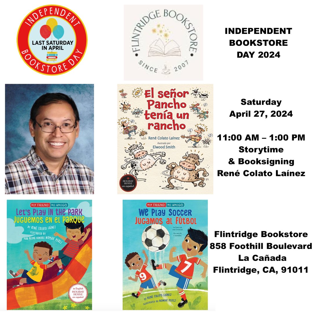 Flintridge Bookstore will join more than 900 stores across the nation in celebrating the 11th anniversary of Independent Bookstore Day on Saturday, April 27. I will be signing books from 11:00-1:00 pm. Come and meet me and authors Eilish Quin and Rosanna Xia.