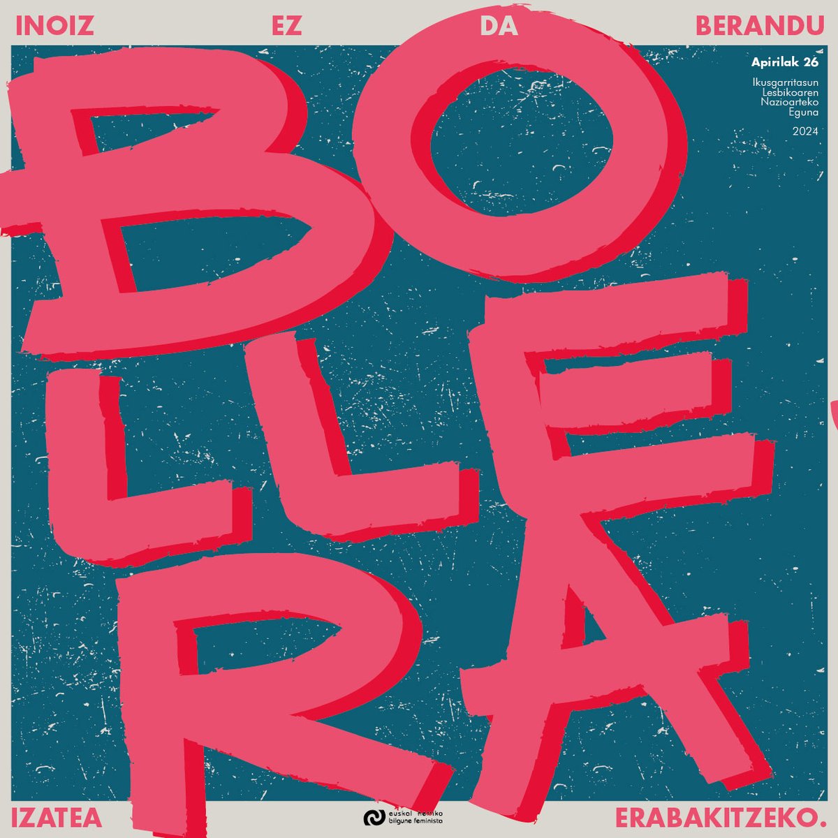 [Apirilak 26]

INOIZ EZ DA
BERANDU
BOLLERA
IZATEA
ERABAKITZEKO. 👇