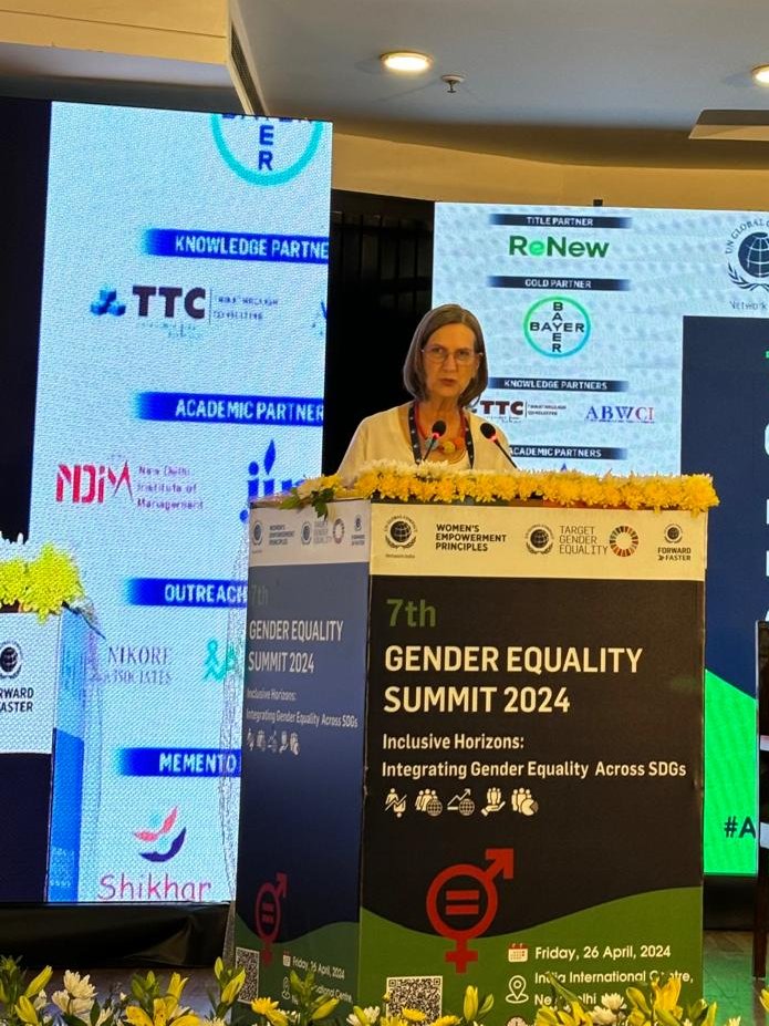 At #GES2024 @fergusonunwomen, @unwomenindia shares 'Gender Issues are critical issues for everyone. To progress sustainably, we require a collective effort from all different sectors, changemakers & leaders. #India is emerging as a leader in accelerating #SDG5' #Act4GenderImpact