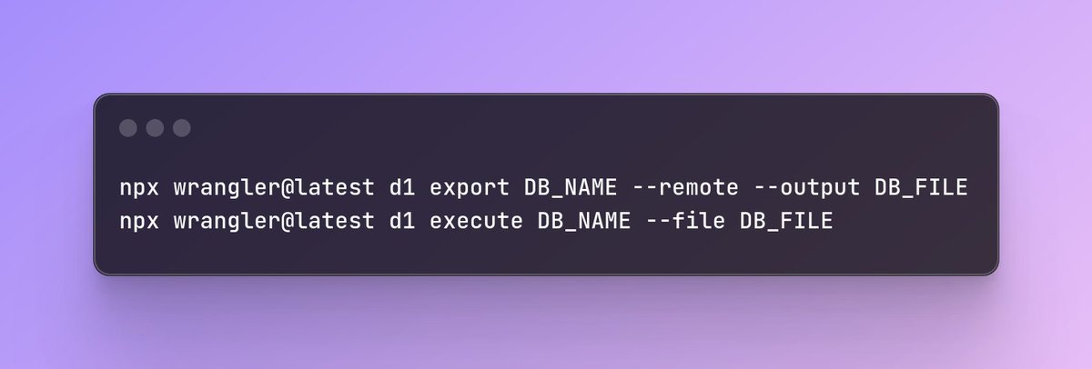 Developing locally, with @Cloudflare Pages and D1, I felt lazy of manually executing SQL instances to create my tables and seed some data. 

And --remote is not (yet) available with pages dev

But💡! You can replicate your data locally with just *two* commands
