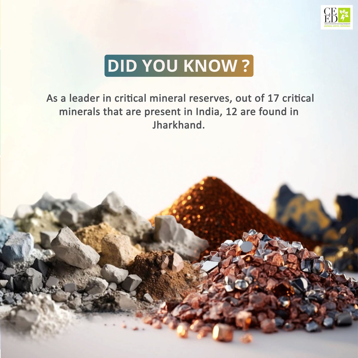 From renewable energy to electrifying transportation, critical minerals like copper, lithium, cobalt, and graphite are the keys to a greener, low-carbon world. #criticalminerals #Jharkhand #energyefficiency #sustainablefuture #greeneconomy