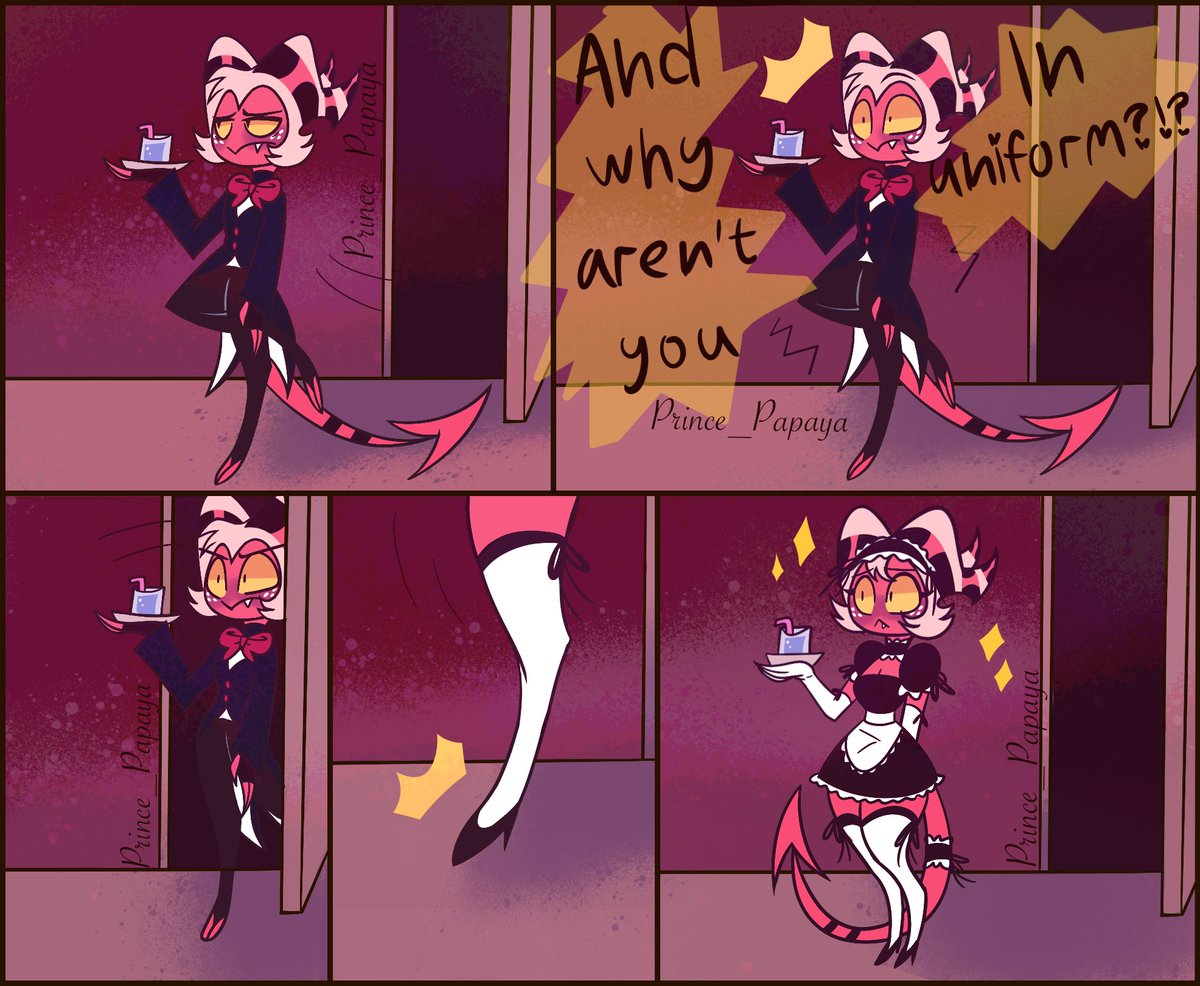 My brain refused to do any other project unless I made a reference to this scene lol Anyways, more maid moxxie :3 💖✨ #HelluvaBossFanart #helluvaboss #moxxie #maidmoxxie