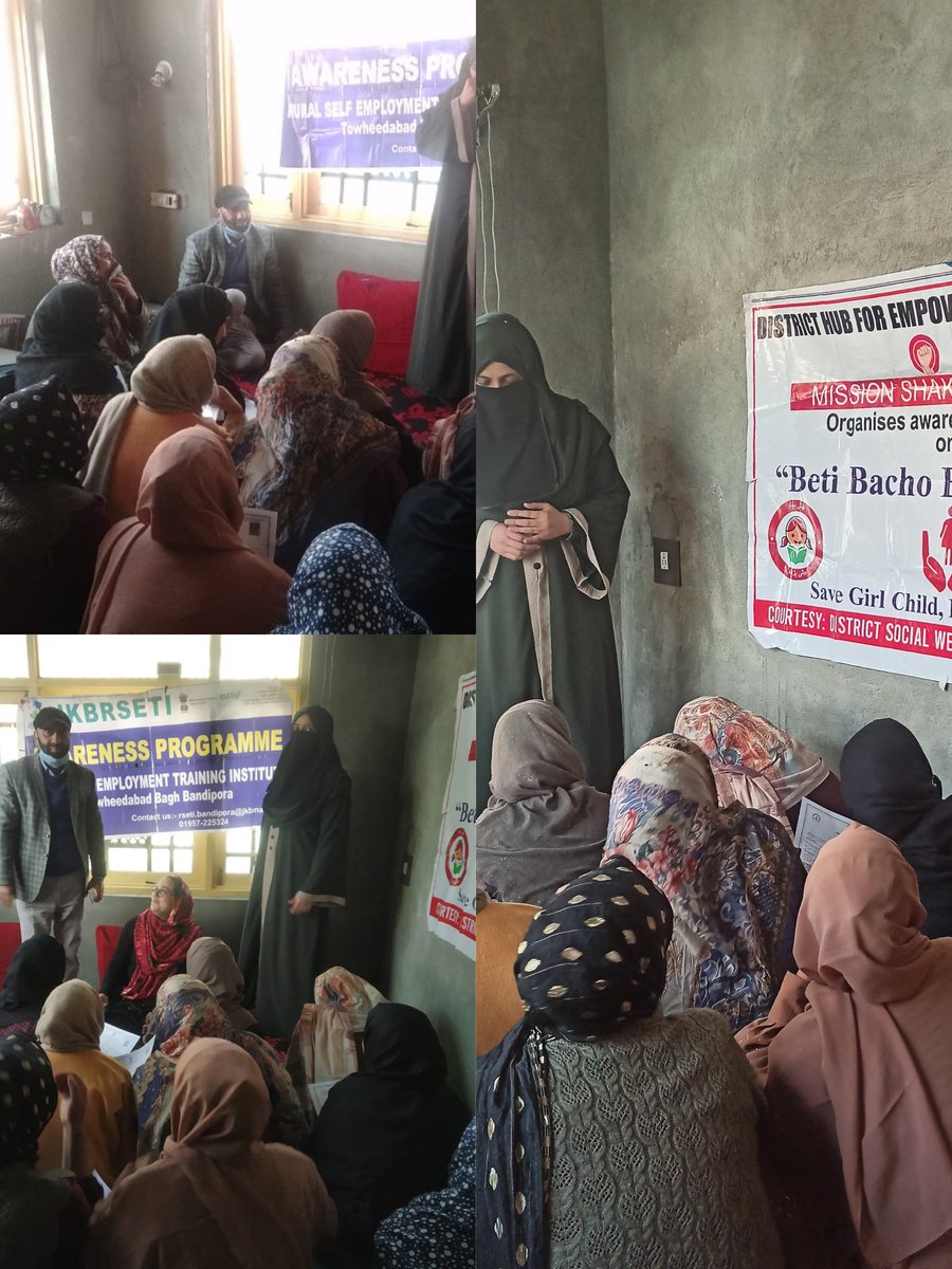 An awareness camp in SK Bala Hajin in collaboration with RSETI Bandipora on the importance of skill development and the Beti Bachao Beti Padhao (BBBP) campaign to empower community. @dicbandipora @MinistryWCD @diprjk @ElectionDeputy