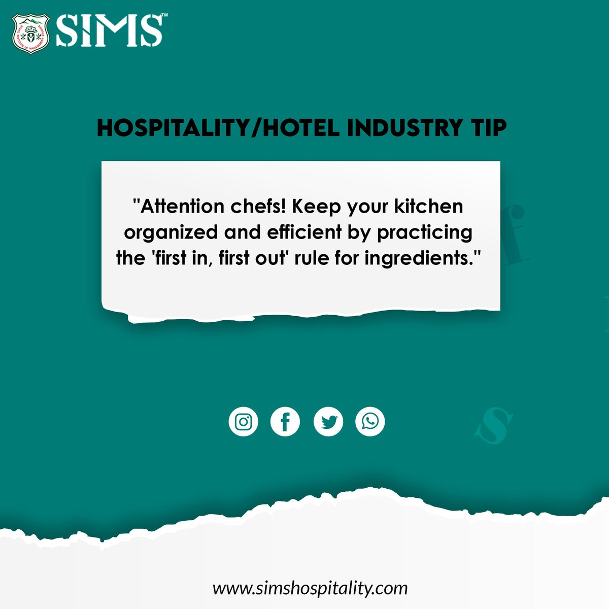 Hospitality Tip: Organized kitchens are the heart of exceptional culinary experiences! Learn more at SIMS Institute. 🍳 Visit us at simshospitality.com or call +918860781847, +918860781843 to enroll in our Degree and Diploma programs in Hotel Management. #HospitalityJobs