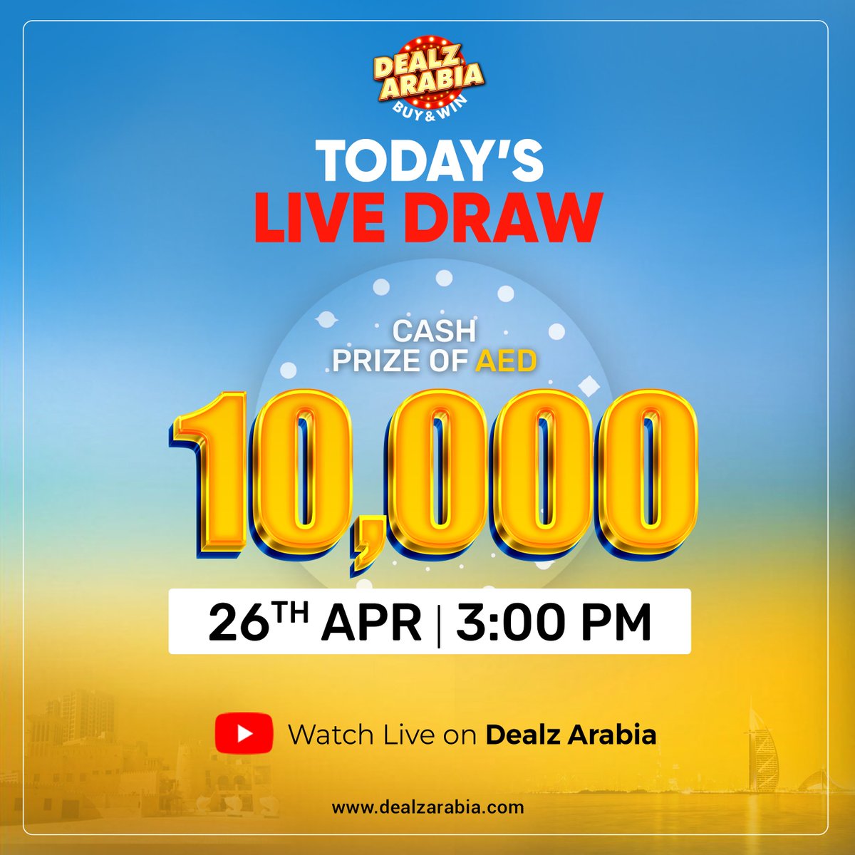 Buy a Product, Embrace Fate, and conquer Luck.
Buy & Win Amazing Prizes

Install our app now: ARABIAN PLUS

Watch Live: youtube.com/live/V18prxlVC…

#DealzArabia #Arabian_Points #live_draw #big_announcement #win #CashPrizes #raffledraw #mobileringholder #winprizes