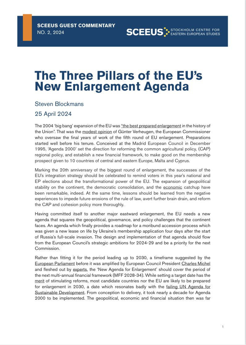 The Strategic Agenda which the European Council plans to unveil in June should revolve around the deeply entwined ambitions of beefing up the EU’s defence, economic security, and integration of (South-)East Europe. 1/4 👉 tinyurl.com/mr3zffx3