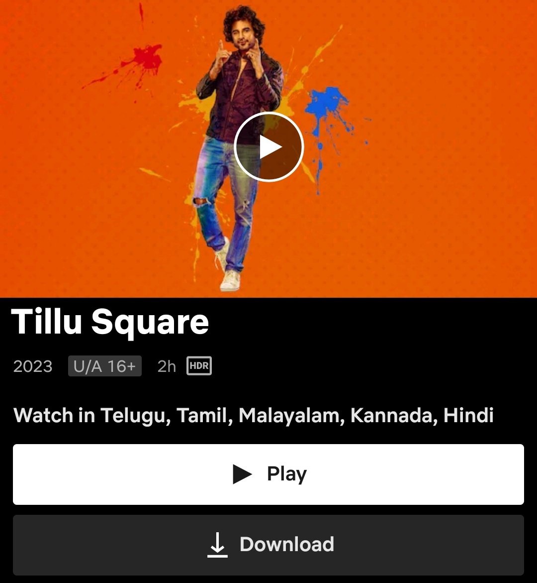 World Digital Premiere

Telugu film #TilluSquare is streaming with #Kannada audio on #Netflix

▶️ netflix.com/in/title/81671…

#TilluSquareOnNetflix #DubbingInKannada