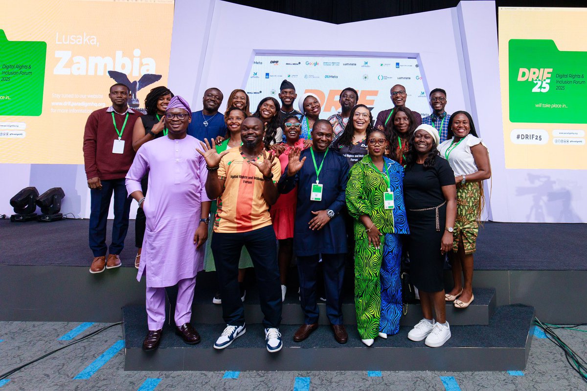 The awesome and indefatigable @ParadigmHQ team at #DRIF24, just after announcing #DRIF25 location (Lusaka, Zambia 🇿🇲) and dates (April 29 - May 1, 2025).