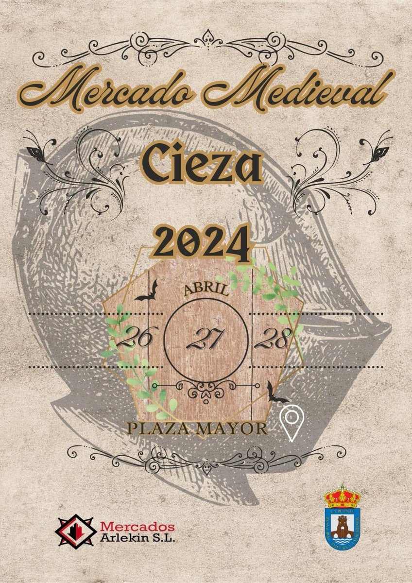 MERCADILLO MEDIEVAL | Hoy os mostramos el cartel que anuncia nuestro 𝗠𝗲𝗿𝗰𝗮𝗱𝗶𝗹𝗹𝗼 𝗺𝗲𝗱𝗶𝗲𝘃𝗮𝗹.🛡️🏹

📍 Plaza Mayor y alrededores.

🗓️ 26, 27 y 28 de abril.

¡𝗗𝗶𝘀𝗳𝗿𝘂𝘁𝗮 𝗱𝗲 𝘂𝗻 𝗳𝗶𝗻 𝗱𝗲 𝘀𝗲𝗺𝗮𝗻𝗮 𝗱𝗶𝗳𝗲𝗿𝗲𝗻𝘁𝗲!